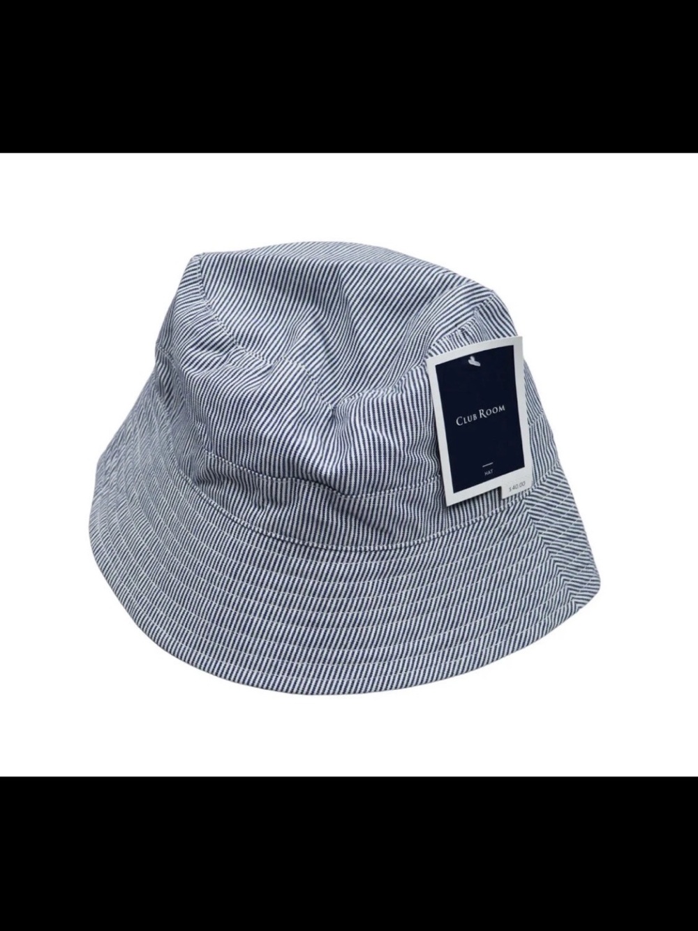 Club Room Navy and White Striped Cotton Bucket Hat